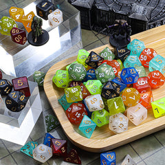 CiaraQ D8 dice close-up in monochrome emphasizing legible numerals.