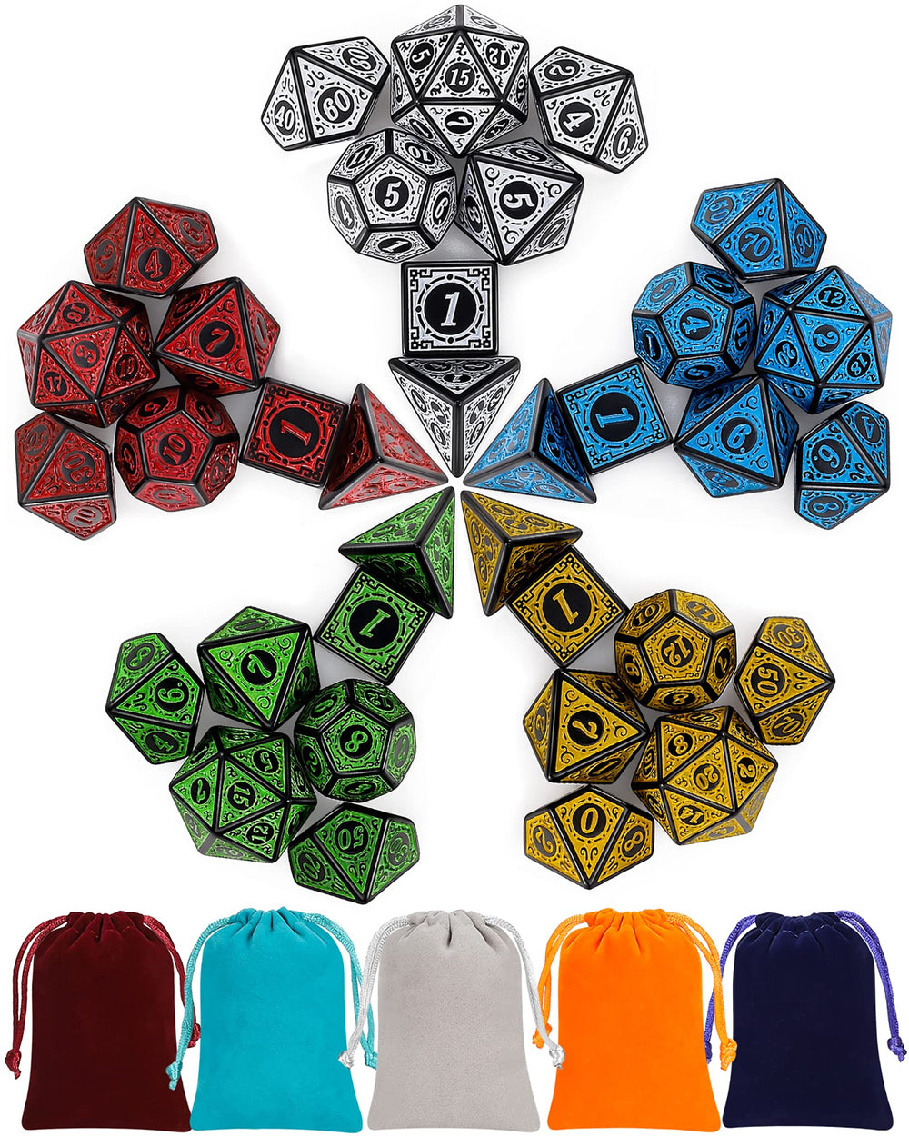 CiaraQ polyhedral dice set in multi-color for vibrant gameplay sessions.