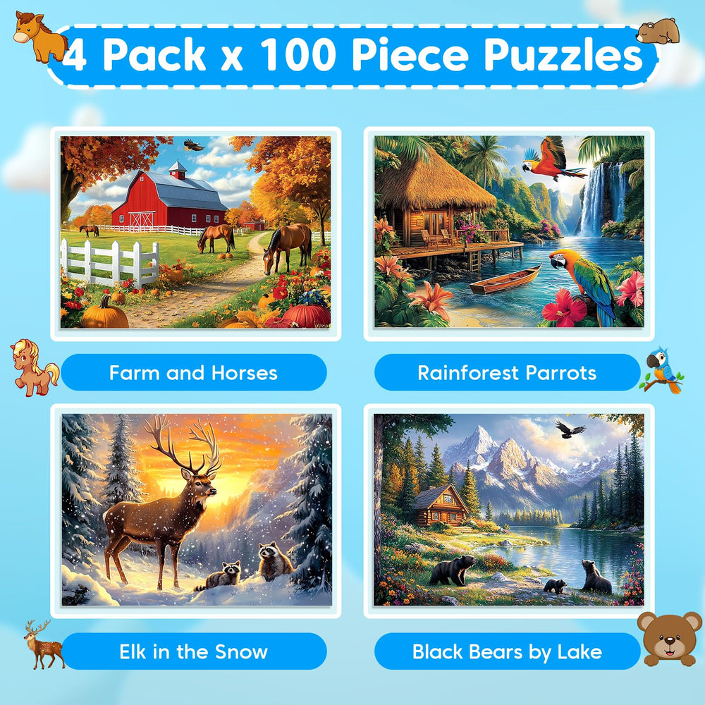Ciavotie rainforest-parrots 100-piece puzzle boosts concentration.