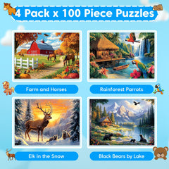 Ciavotie rainforest-parrots 100-piece puzzle boosts concentration.