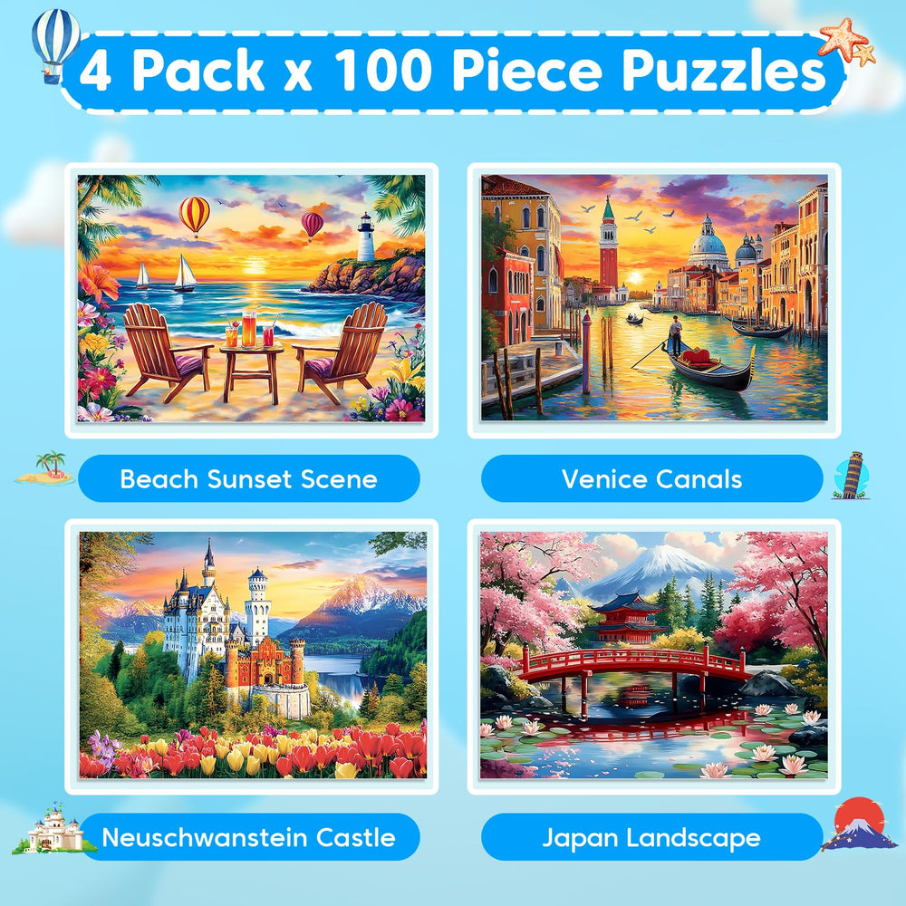 Ciavotie Venice Canals 100-piece puzzle enhances hand-eye coordination with water reflections.