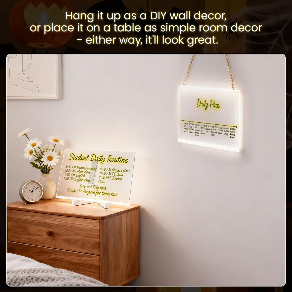 CIBOTIES LED note board doubles as a night light for rooms