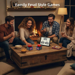 Cididu party-game-setup scene illustrates lively home game night with buzzers.