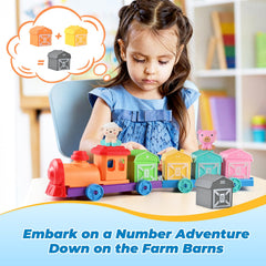Ten numbered barns for counting, sorting, and color activities