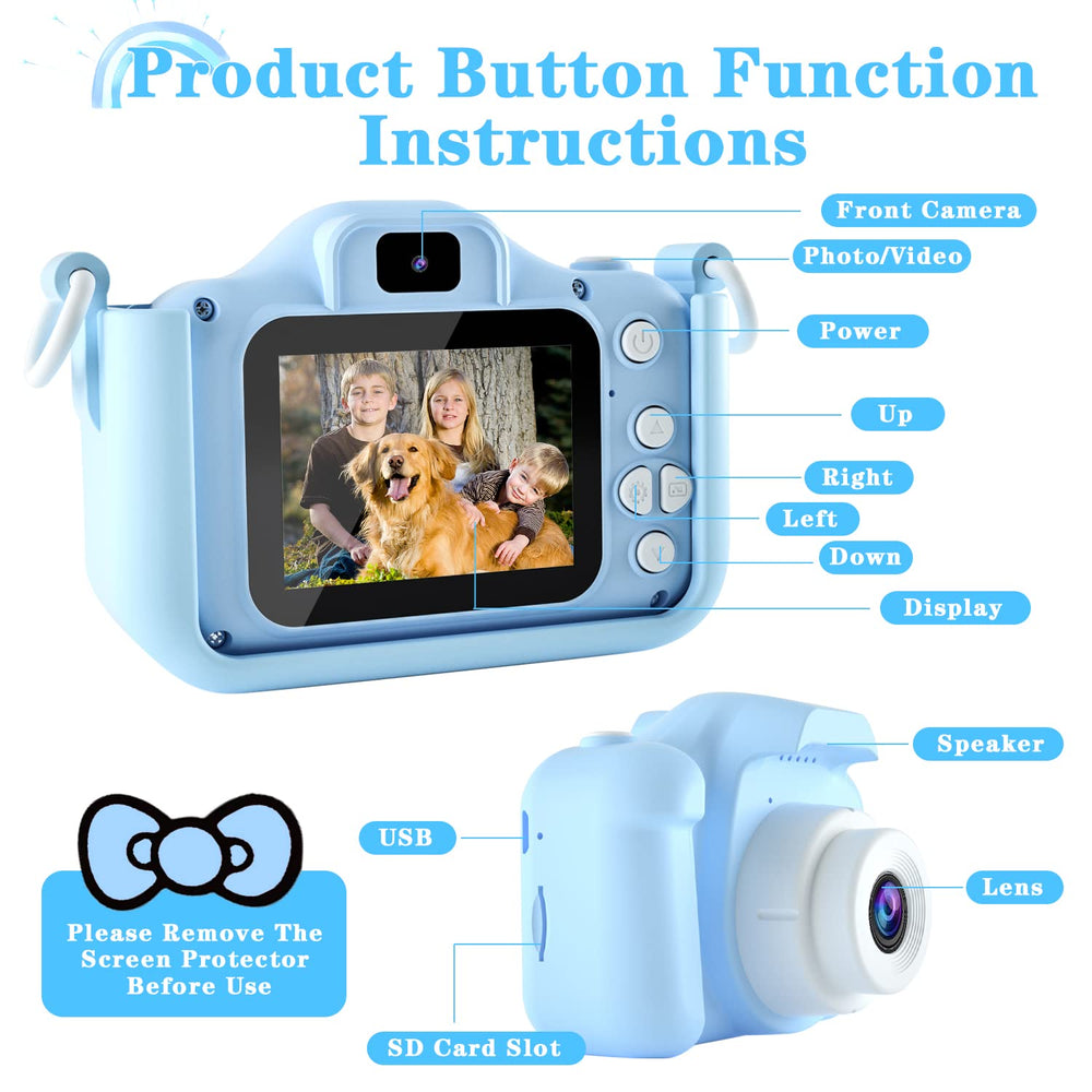 CIMELR kids camera IPS screen provides clear previews for kids.