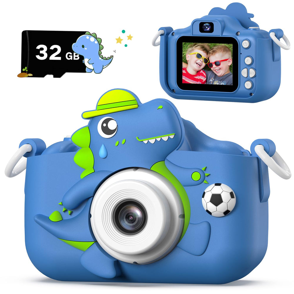 Cimizi dinosaur kids camera front view with kid-friendly controls for easy selfies