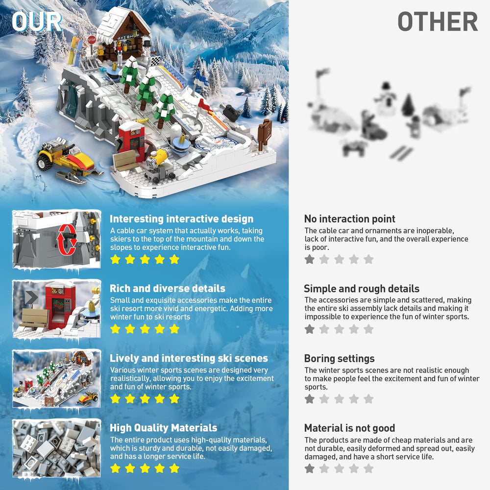 CinamixBrax Ski Shop and Snowmobile blocks enable immersive winter role play.
