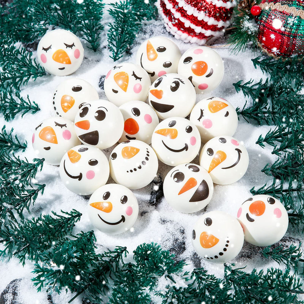 Cindeer Christmas stress ball snowman style 3 front view with cute expressions.