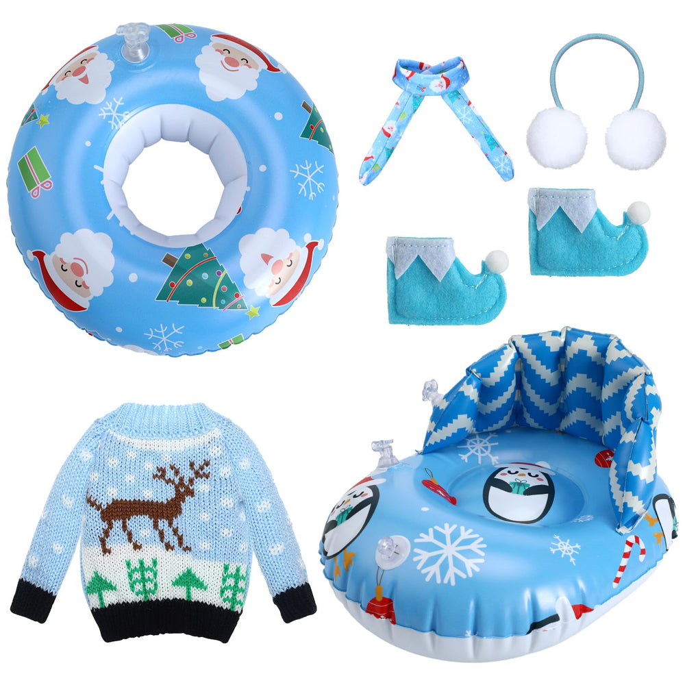 Cindeer blue penguin earmuff for 11.5-inch doll, keeps warmth during winter play