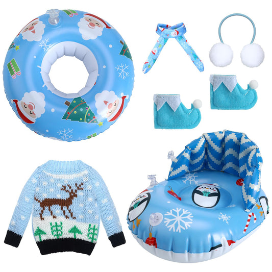 Cindeer blue penguin earmuff for 11.5-inch doll, keeps warmth during winter play