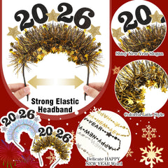 Cindeer family celebration setup with headbands and necklaces for New Year's fun