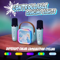 CINKOLA karaoke machine top view highlighting controls and stage vibe.