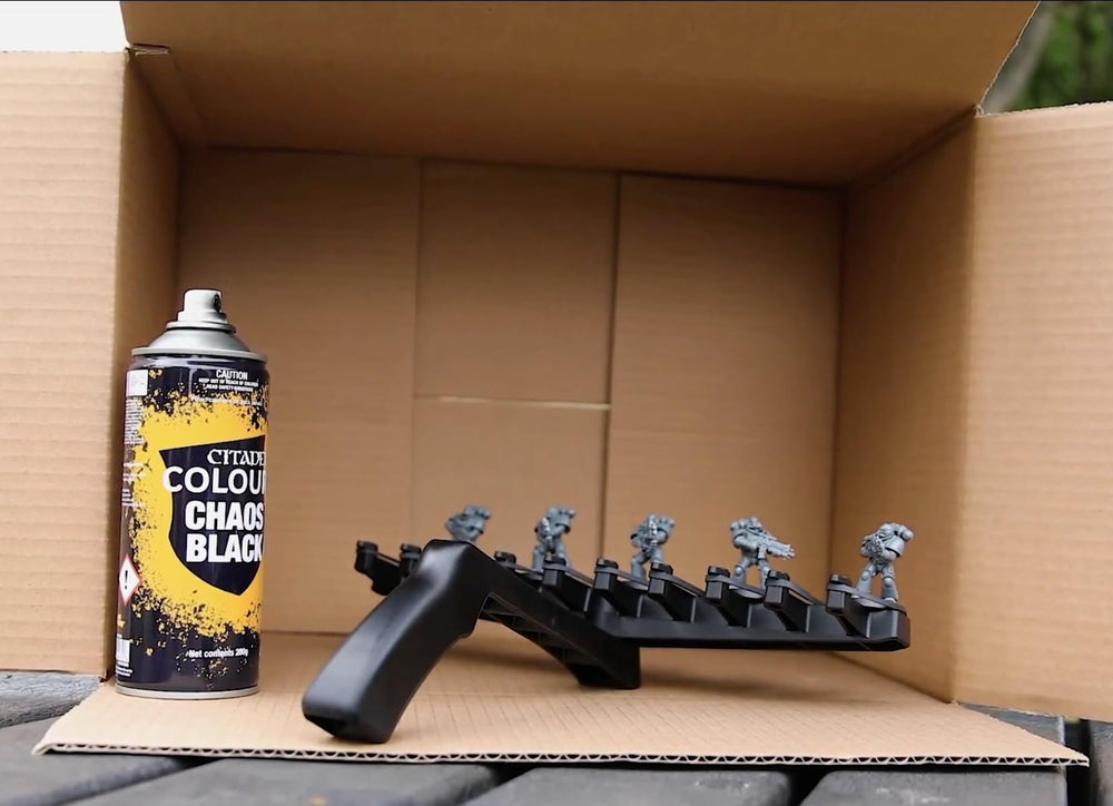 Citadel Chaos Black undercoat dries quickly for faster project completion.
