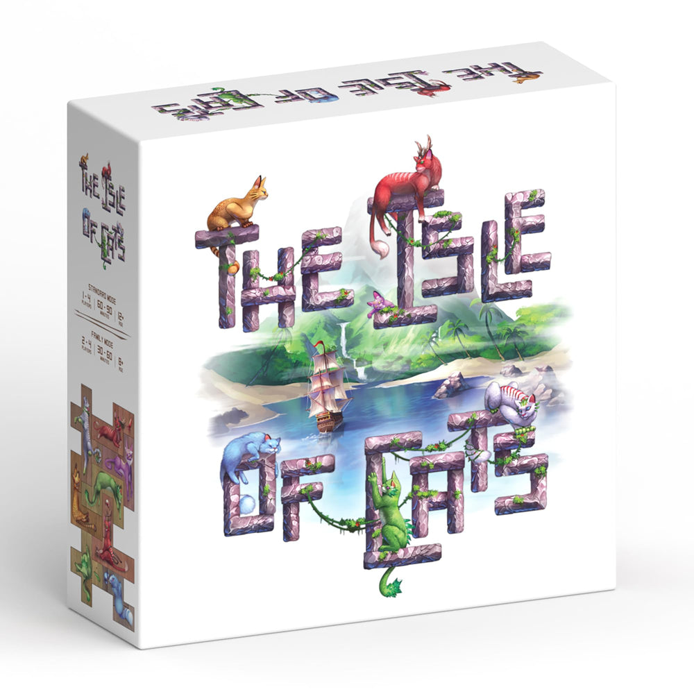 City of Games Isle of Cats cat tiles laid out for strategic placement on the board