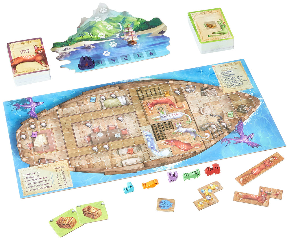 Family mode play of Isle of Cats with players around a table
