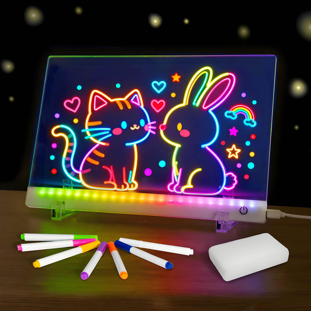Civan LED drawing board with colors lighting up a child's art space