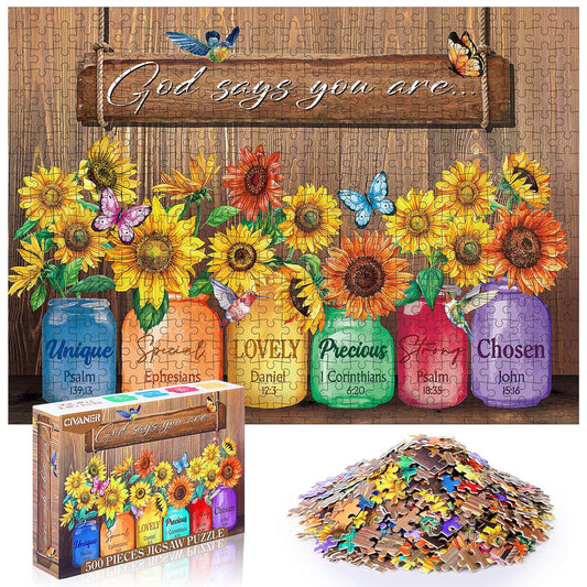 Civaner 500-piece Christian puzzle sunflower: ideal for quiet evenings and mindful focus.