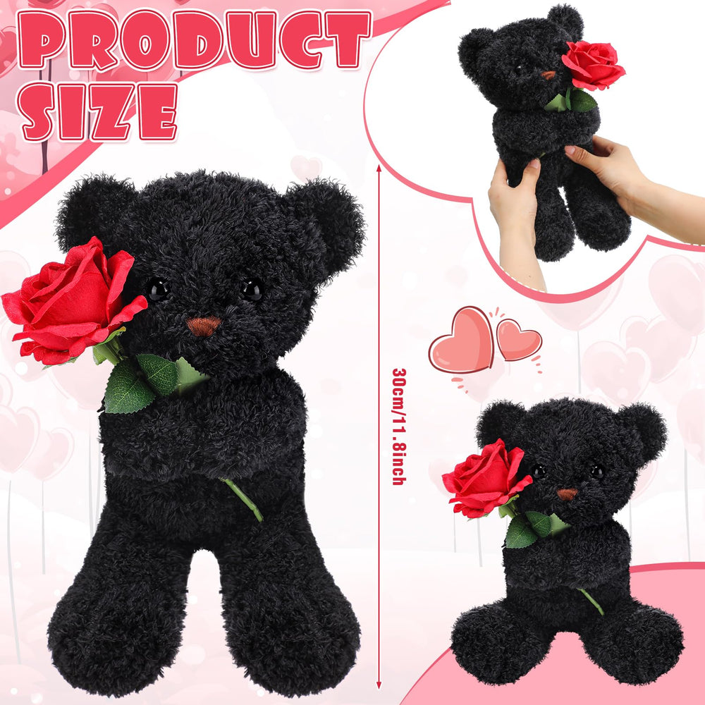 Civaner bear holding rose detail, elegant design and romantic appeal