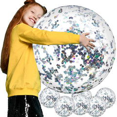 Civaner glitter beach ball 24 inch close-up showing silver sequins for party glow