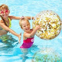 Civaner storage-ready beach ball 16-inch gold folds compactly after use.