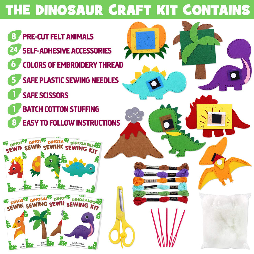 CiyvoLyeen dinosaur felt dinos ready to decorate and assemble with kids.