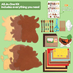 CiyvoLyeen Highland Cow Sewing Kit safety scissors enable safe crafts