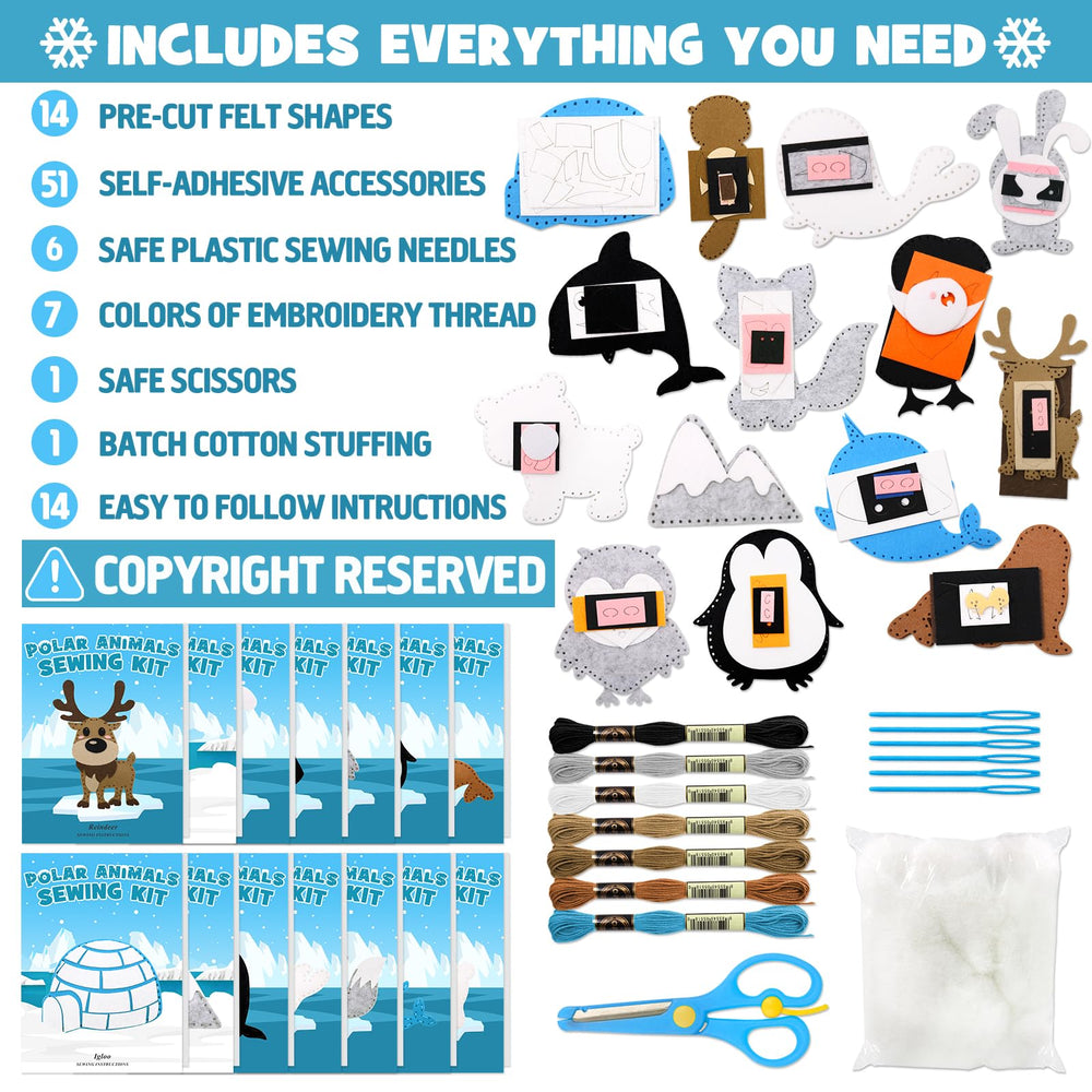 CiyvoLyeen polar animals sewing with safe plastic needles for beginners