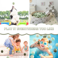 Olive Clear Ball Pit Balls used in a children’s pool setup