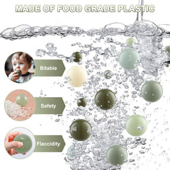 Safe-size olive ball pit balls designed to minimize accidental swallowing