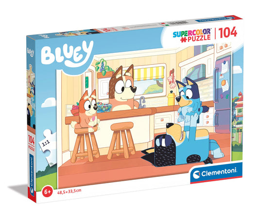 Clementoni Bluey 104-piece puzzle for immersive family play.