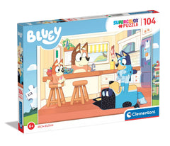 Clementoni Bluey 104-piece puzzle for immersive family play.