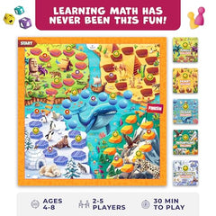 Clever Fox Play Number Hunter dice roll supports quick addition practice during gameplay.