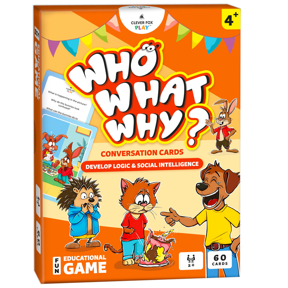 Clever Fox Play Who What Why cards scene illustration to spark social dialogue and understanding