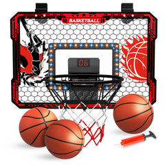 CL FUN over-the-door hoop with LED lights enhances playtime and scoring