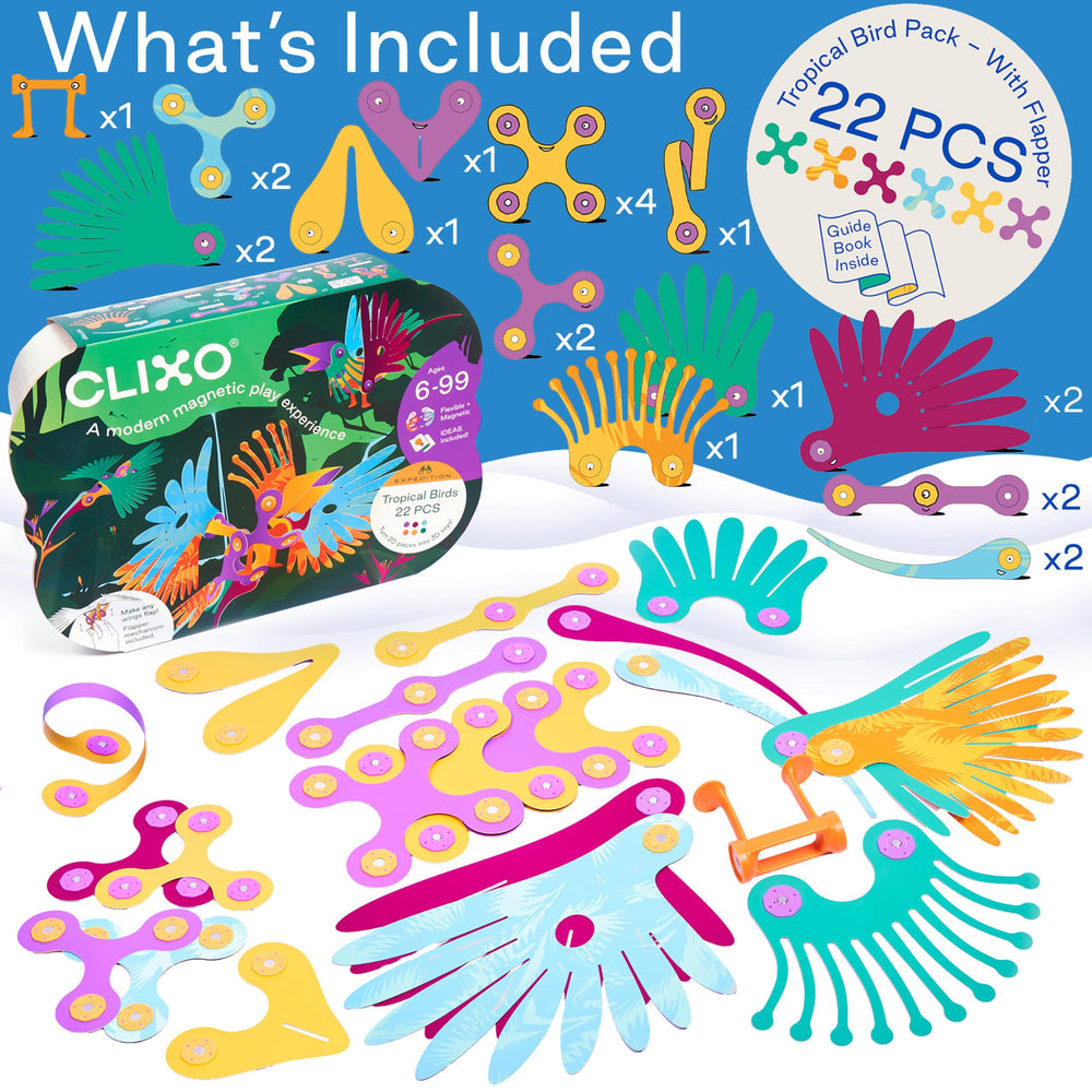 Clixo Tropical Birds rainforest-creativity encourages imaginative storytelling.