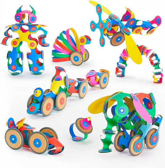 Clixo Wheel Creator Pack contents shown, tidy and inviting for imaginative play.