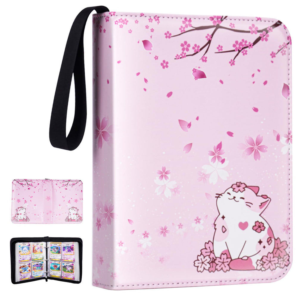 CLOKORIA Sakura Cat card binder front cover for easy organization of cards