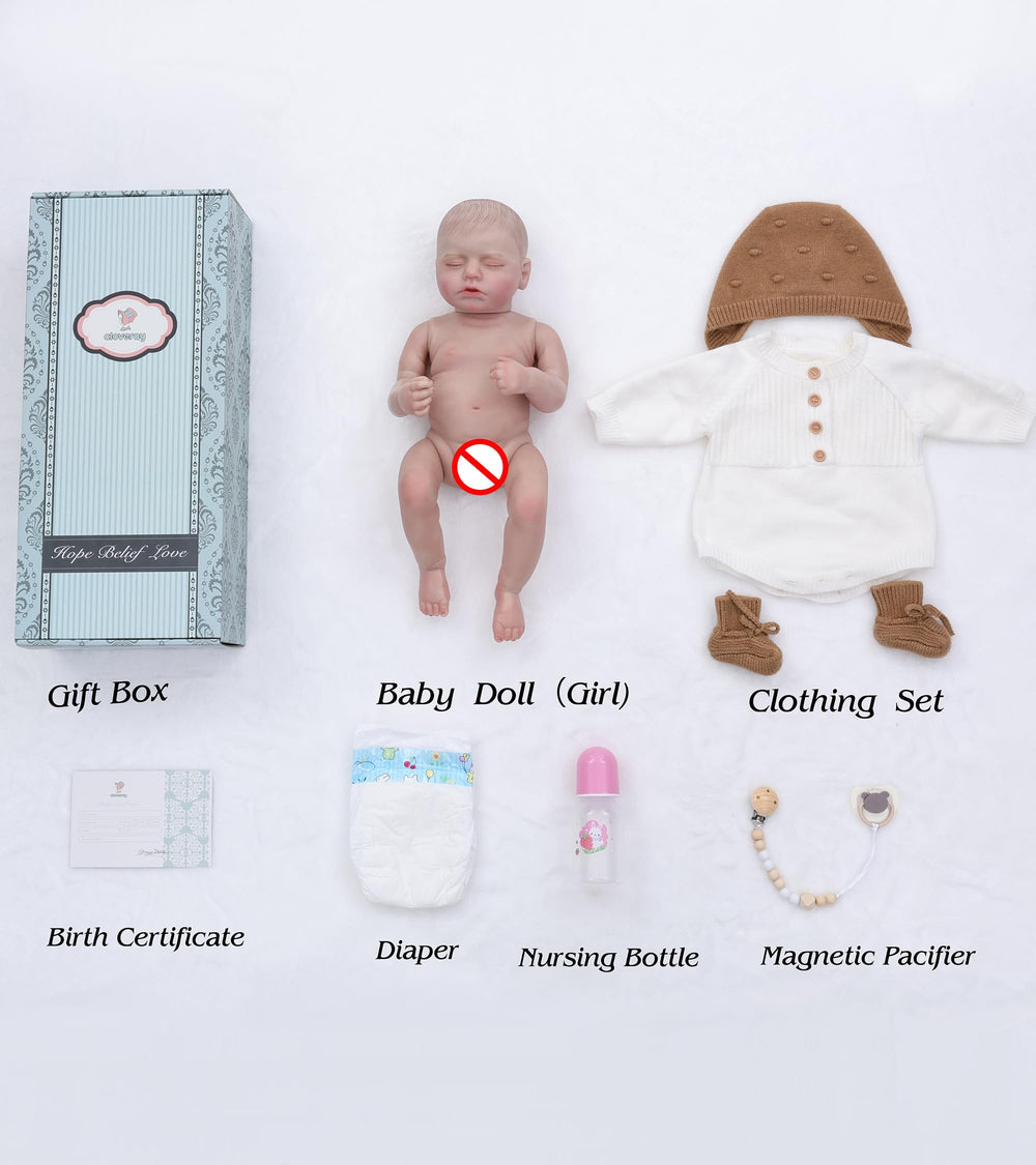 Cloveray Reborn doll birth certificate and gift-ready packaging.