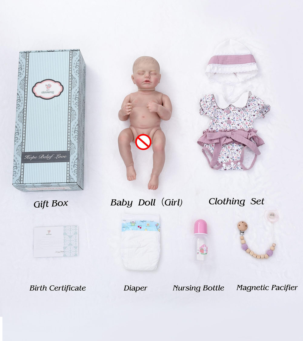 Cloveray Reborn pacifier and bottle set with clip