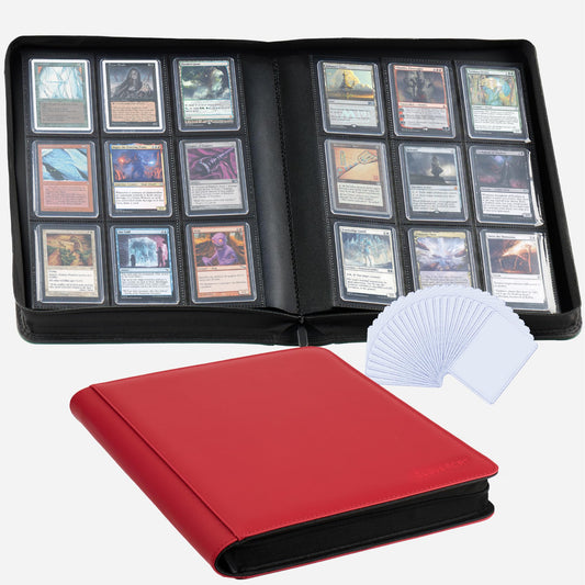 CLOVERCAT 9-pocket binder front view shows spacious card display and secure zipper.