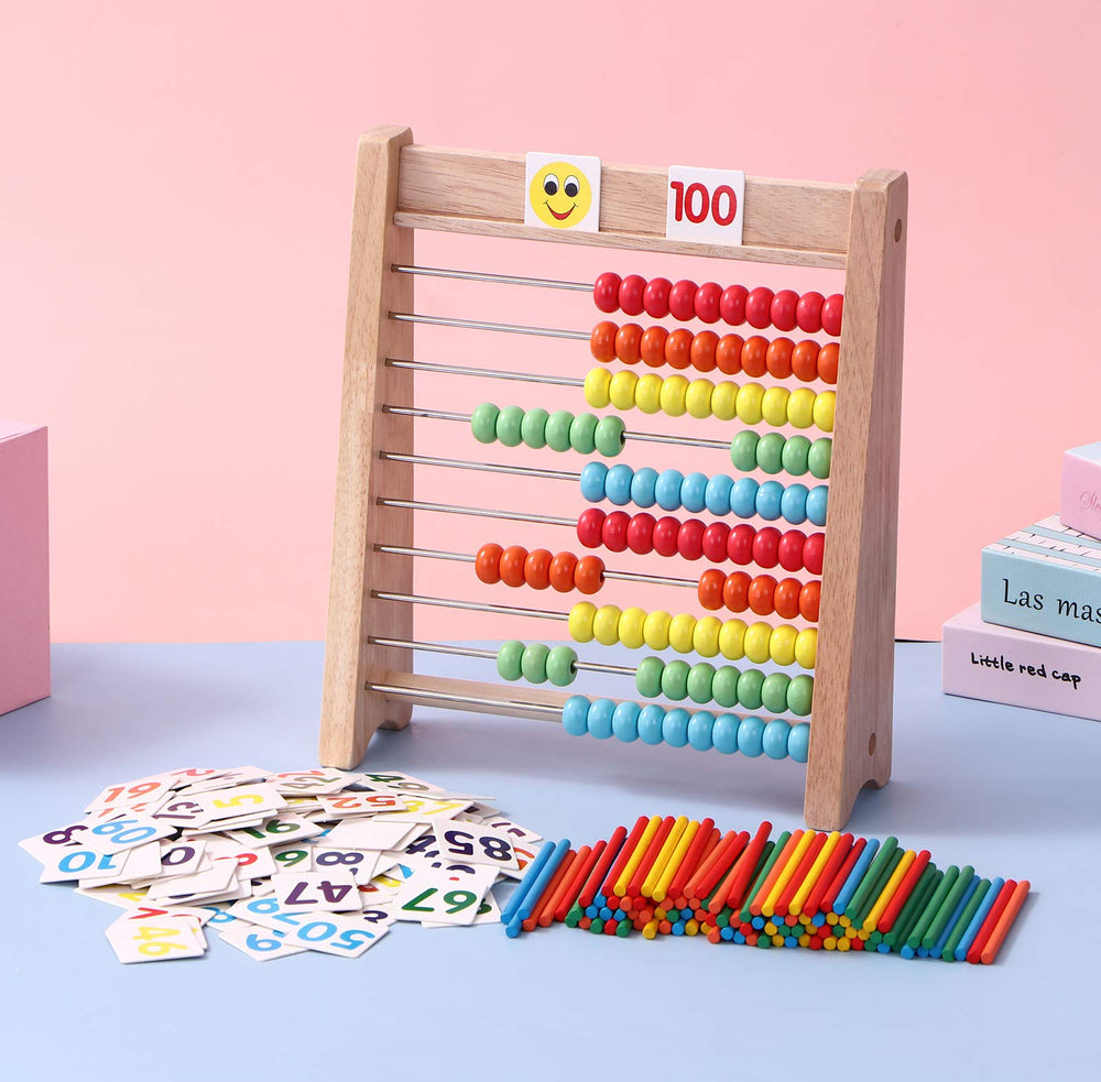 Cltoyvers colorful beads slide along rods for tactile math play.