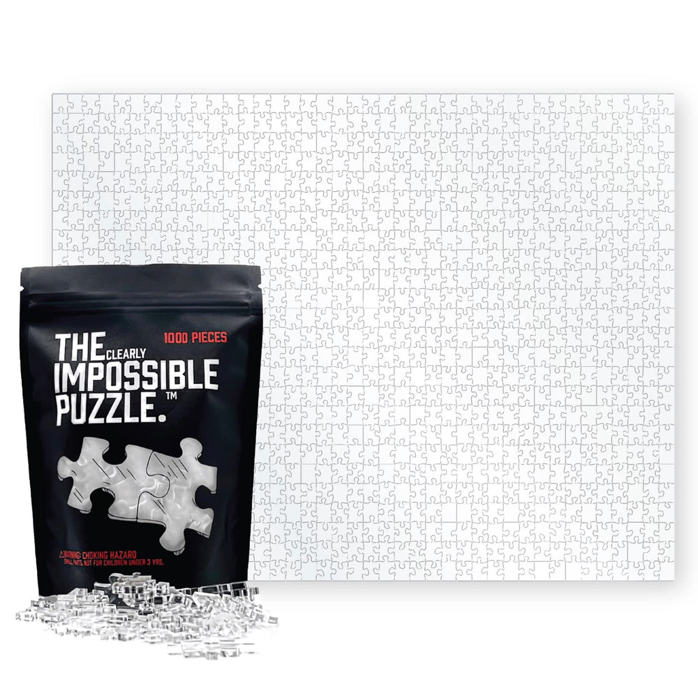 CM Originals Clearly Impossible 1000-pieces box on a table, ideal for challenging family puzzle nights.