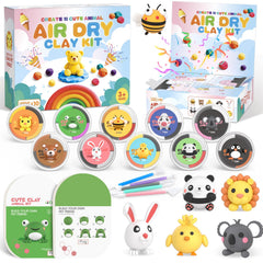 Cmiolacuna air-dry clay kit with 10 animals for imaginative play and motor practice