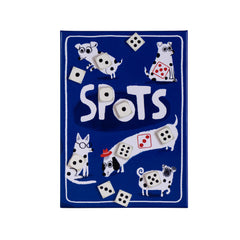 CMYK Spots Dice Game: dogs with spots ready for family play.