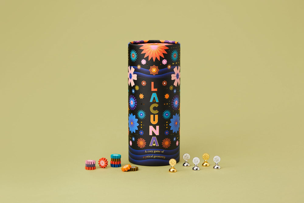 CMYK Lacuna pawns on the board invite relaxed, thoughtful maneuvering.