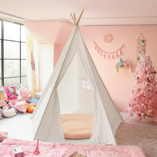 CO-Z teepee inside view with floor cushion for cozy play