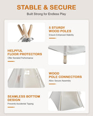 CO-Z teepee pine wood poles provide sturdy, stable frame