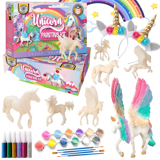 COASTLINE CRAFT unicorn paint kit contents shown for safe, screen-free creative play