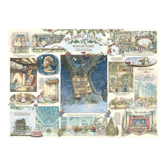 Cobble Hill Brambly Hedge Winter Story puzzle box cover, cozy woodland scene for family evenings.