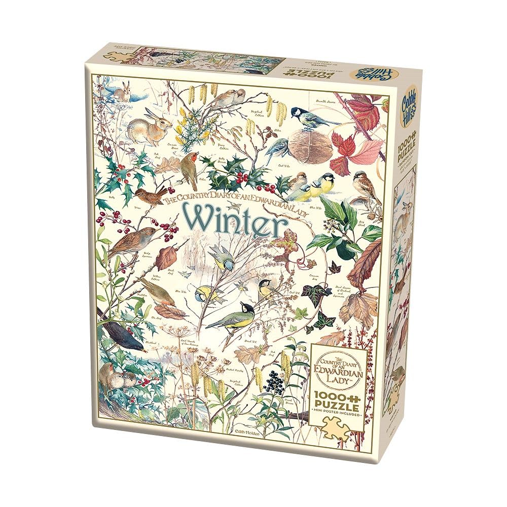 Cobble Hill Country Diary Winter finished puzzle, display-ready size.